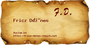 Fricz Dénes névjegykártya